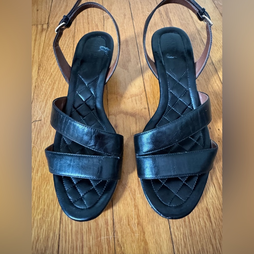 Cole Haan Black Sandals with Quilted Straps